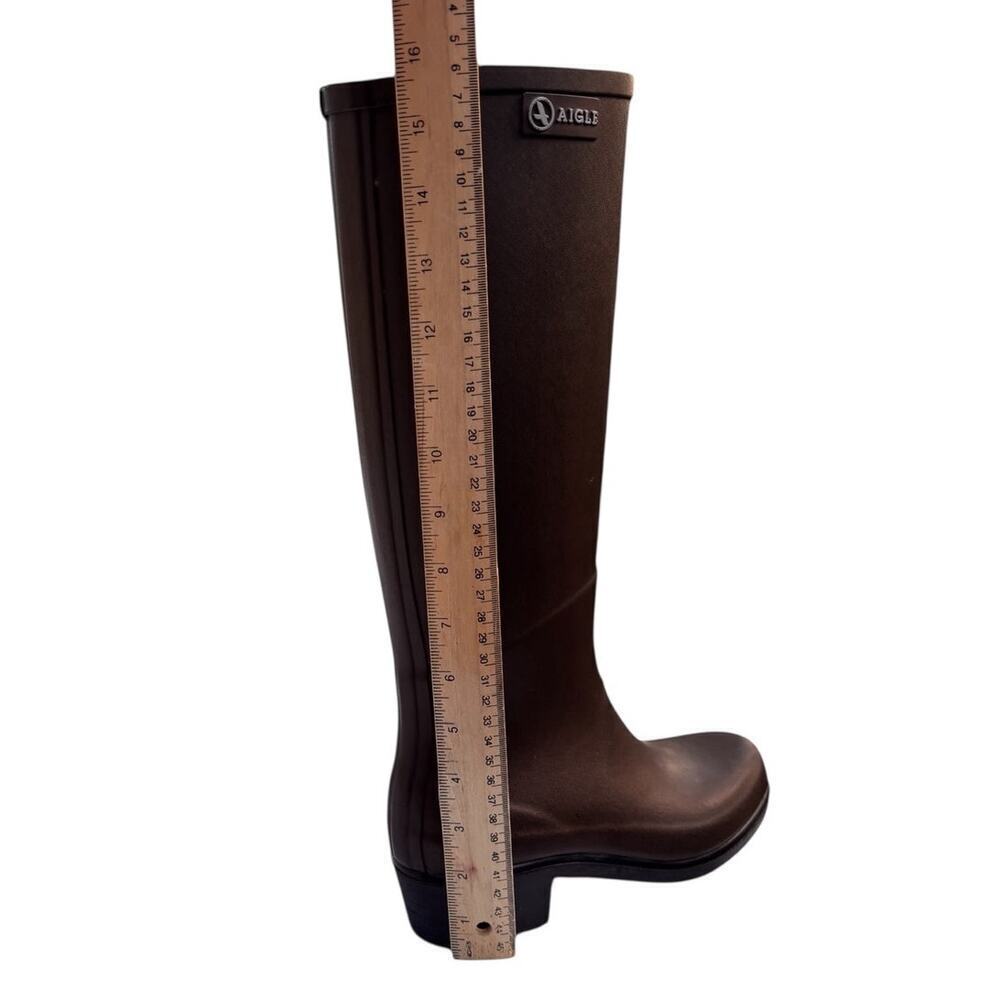 Aigle Miss Juliette Tall Heeled Boot EU Size 38 Waterproof Dk Brown - Picture 8 of 11